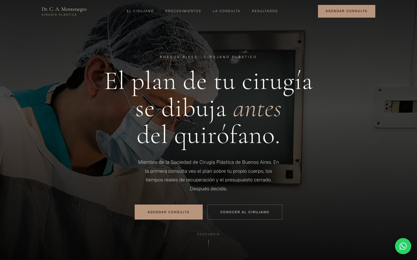 Sitio web del Dr. Carlos Andrés Montenegro, cirujano plástico en Buenos Aires